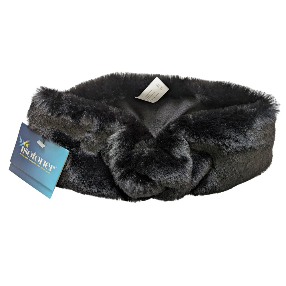 Isotoner Faux Fur Twist‎ Headband Womens One Size Black NWT